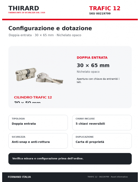 TRAFIC 12 THIRARD 00219799: doppia entrata, 5 chiavi e carta di proprietà