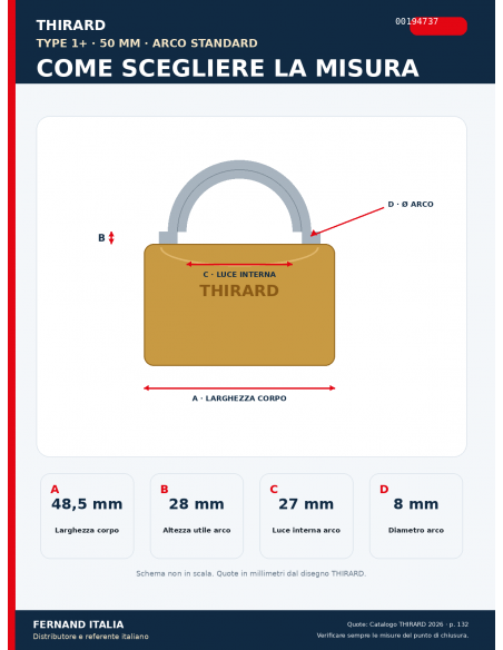 Lucchetto TYPE 1+ 50 mm: guida alle misure del corpo e dell’arco – THIRARD
