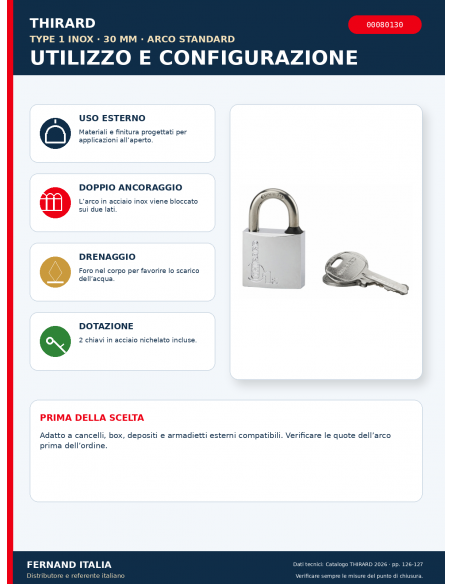 Lucchetto TYPE 1 INOX 30 mm: utilizzo e configurazione – THIRARD