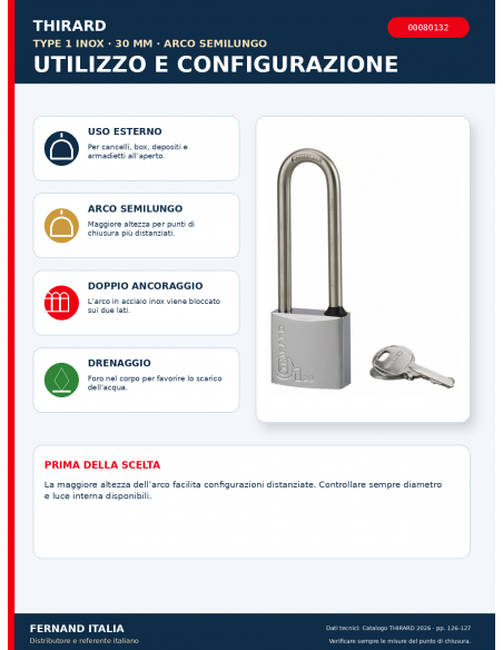 Lucchetto TYPE 1 INOX 30 mm arco semilungo: utilizzo e configurazione – THIRARD