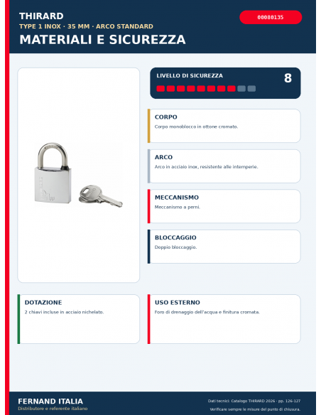 Lucchetto TYPE 1 INOX 35 mm: materiali, meccanismo e sicurezza – THIRARD