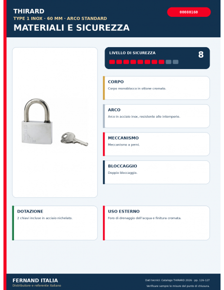 Lucchetto TYPE 1 INOX 60 mm: materiali, meccanismo e sicurezza – THIRARD