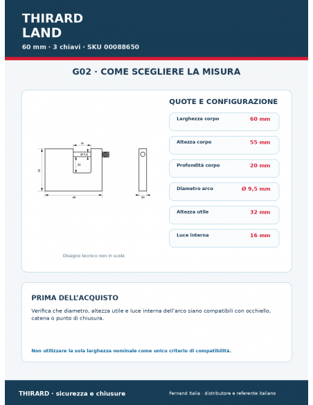 Lucchetto LAND 60 mm: guida alle misure – THIRARD