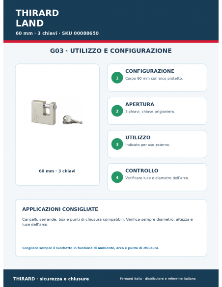 Lucchetto LAND 60 mm: utilizzo e configurazione – THIRARD