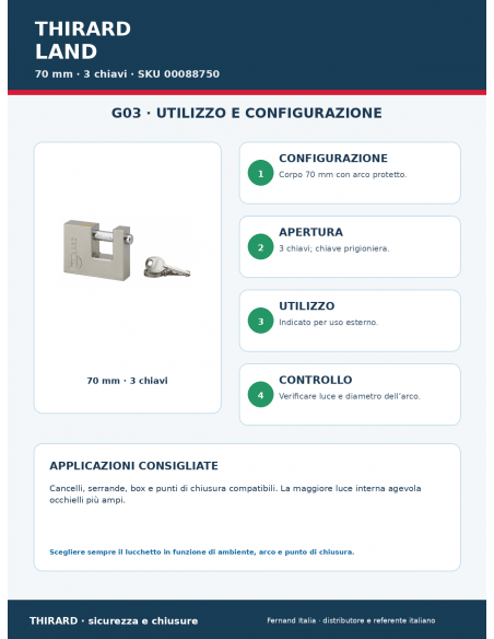 Lucchetto LAND 70 mm: utilizzo e configurazione – THIRARD