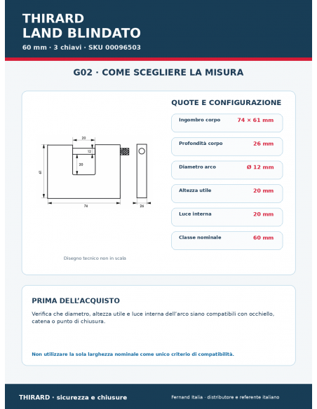 Lucchetto LAND BLINDATO 60 mm: guida alle misure – THIRARD
