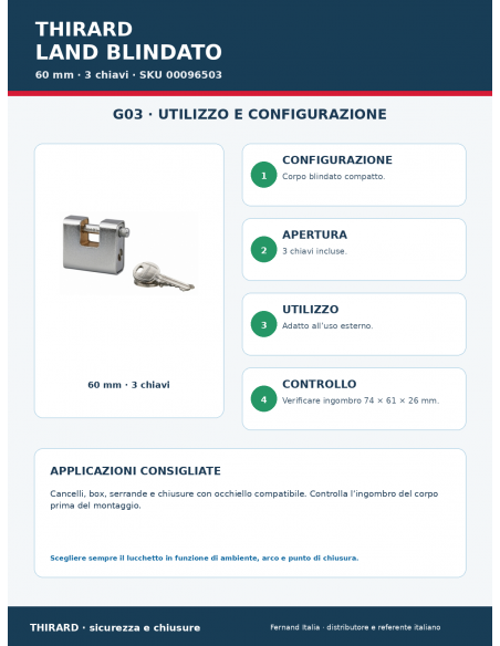 Lucchetto LAND BLINDATO 60 mm: utilizzo e configurazione – THIRARD