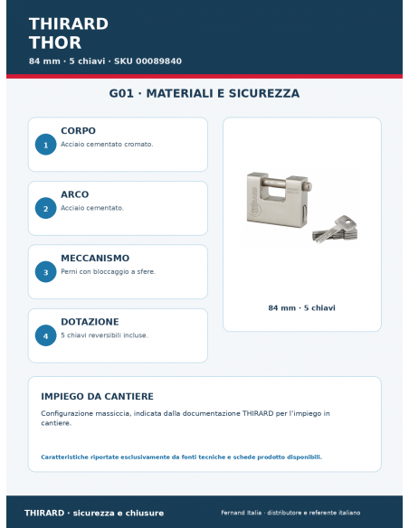 Lucchetto THOR 84 mm: materiali e sicurezza – THIRARD