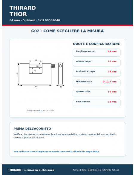 Lucchetto THOR 84 mm: guida alle misure – THIRARD