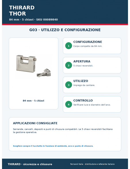 Lucchetto THOR 84 mm: utilizzo e configurazione – THIRARD