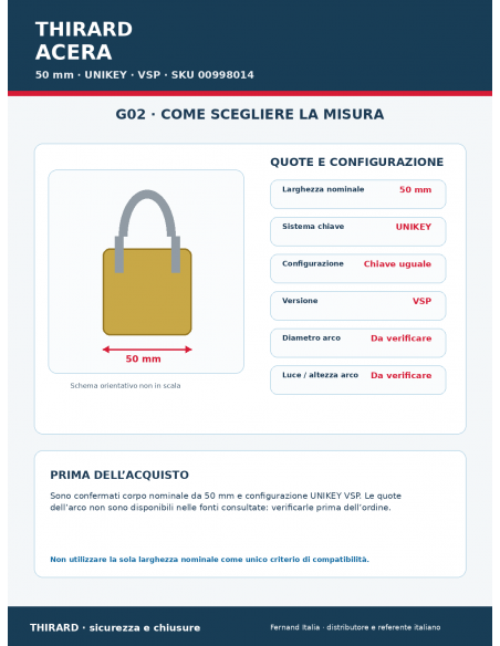 Lucchetto ACERA 50 mm: guida alle misure – THIRARD