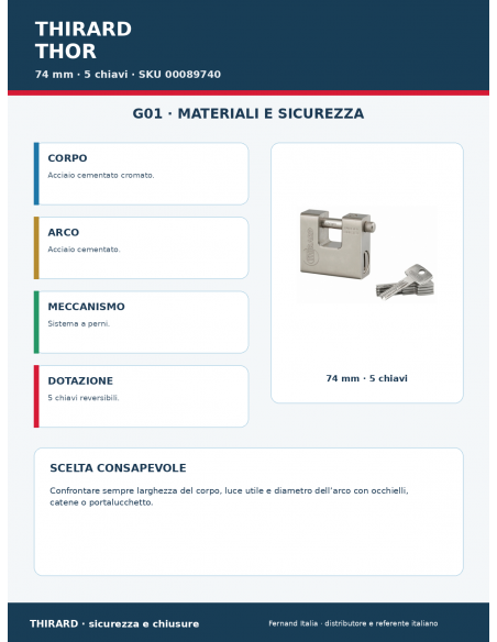 Lucchetto THOR 74 mm: materiali e sicurezza – THIRARD
