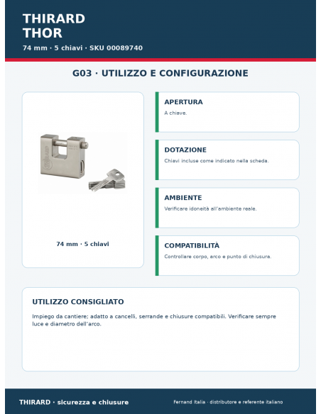Lucchetto THOR 74 mm: utilizzo e configurazione – THIRARD