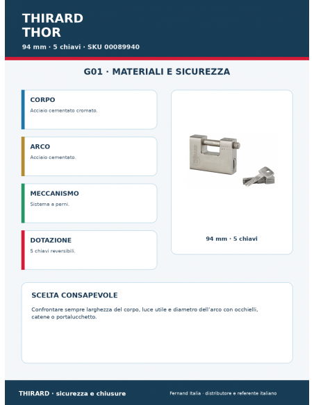Lucchetto THOR 94 mm: materiali e sicurezza – THIRARD