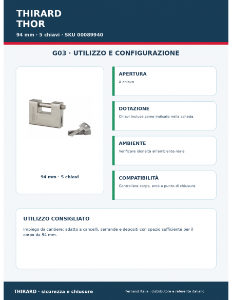 Lucchetto THOR 94 mm: utilizzo e configurazione – THIRARD
