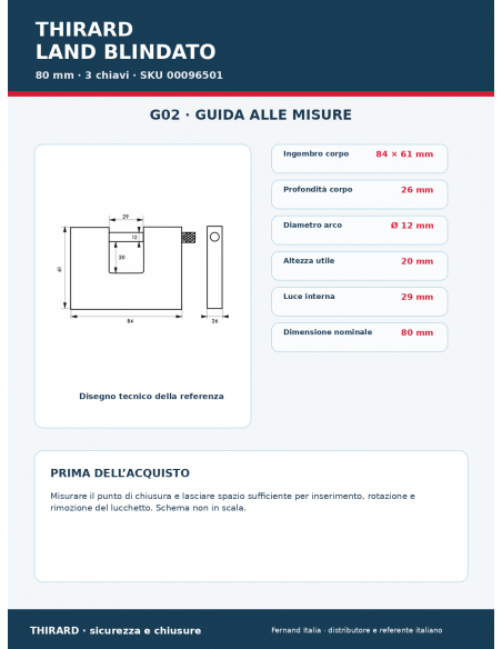 Lucchetto LAND BLINDATO 80 mm: guida alle misure – THIRARD
