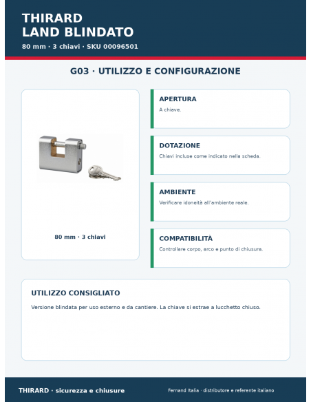 Lucchetto LAND BLINDATO 80 mm: utilizzo e configurazione – THIRARD