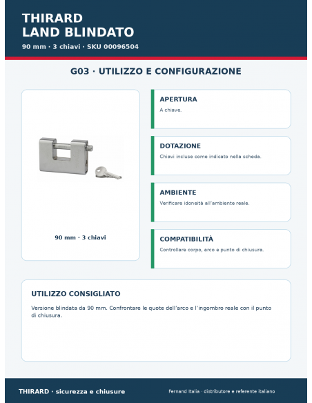 Lucchetto LAND BLINDATO 90 mm: utilizzo e configurazione – THIRARD