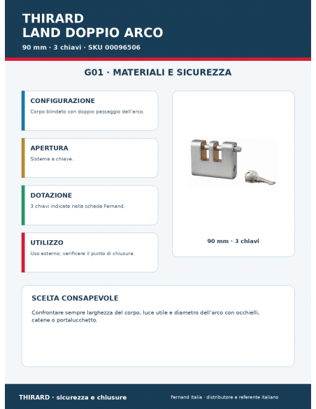 Lucchetto LAND DOPPIO ARCO 90 mm: materiali e sicurezza – THIRARD