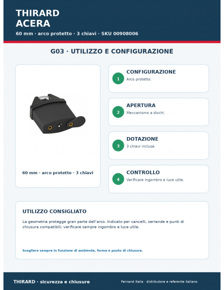 Lucchetto ACERA 60 mm: utilizzo e configurazione – THIRARD