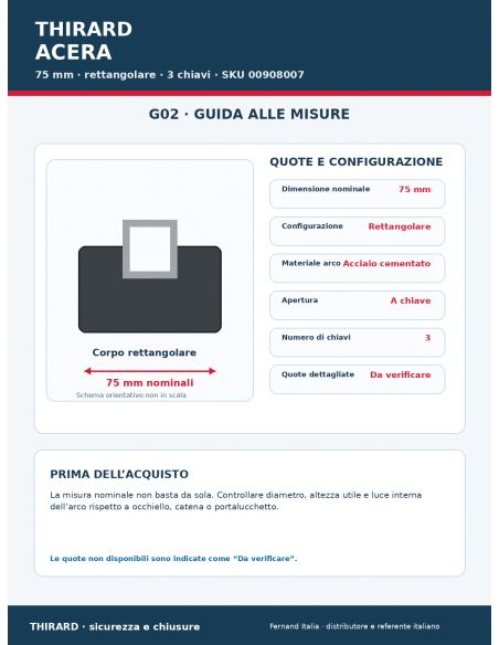 Lucchetto ACERA 75 mm: guida alle misure – THIRARD