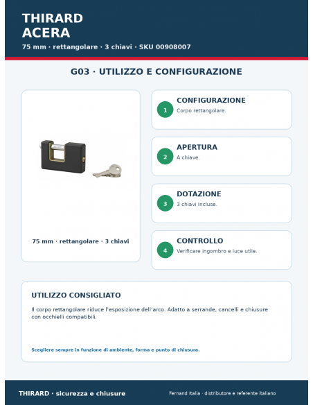 Lucchetto ACERA 75 mm: utilizzo e configurazione – THIRARD