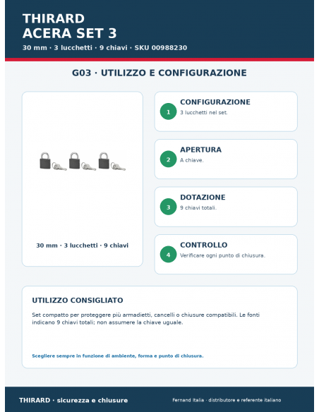 Lucchetto ACERA 30 mm: utilizzo e configurazione – THIRARD