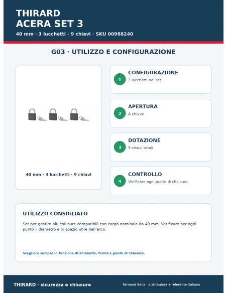 Lucchetto ACERA 40 mm: utilizzo e configurazione – THIRARD