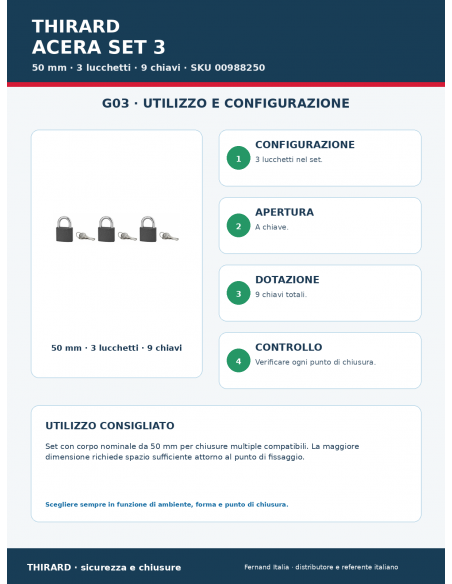 Lucchetto ACERA 50 mm: utilizzo e configurazione – THIRARD