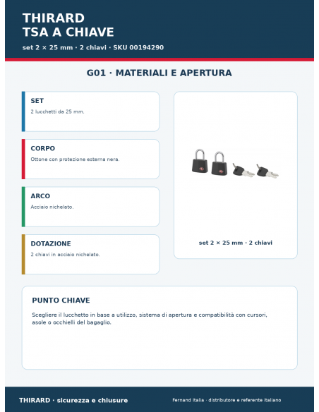 Lucchetto TSA A CHIAVE: materiali e apertura – THIRARD