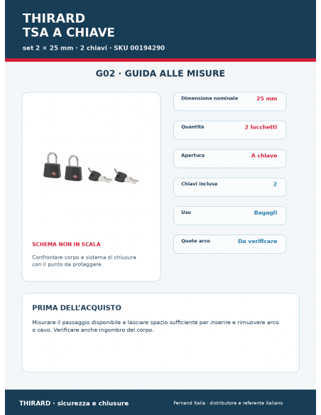 Lucchetto TSA A CHIAVE: guida alle misure – THIRARD