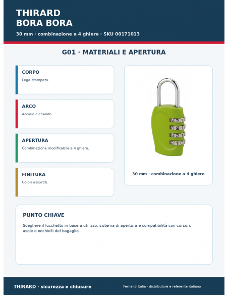 Lucchetto BORA BORA: materiali e apertura – THIRARD