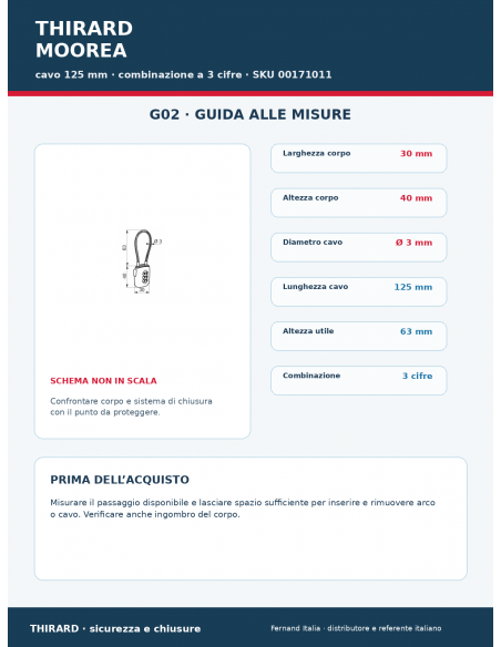 Lucchetto MOOREA: guida alle misure – THIRARD
