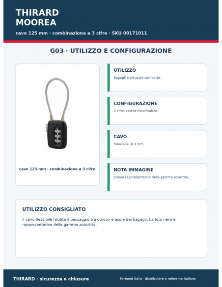 Lucchetto MOOREA: utilizzo e configurazione – THIRARD
