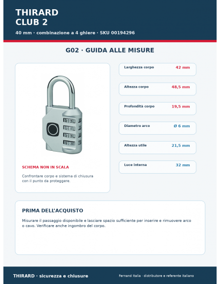 Lucchetto CLUB 2: guida alle misure – THIRARD