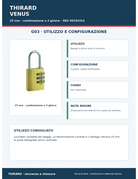 Lucchetto VENUS: utilizzo e configurazione – THIRARD