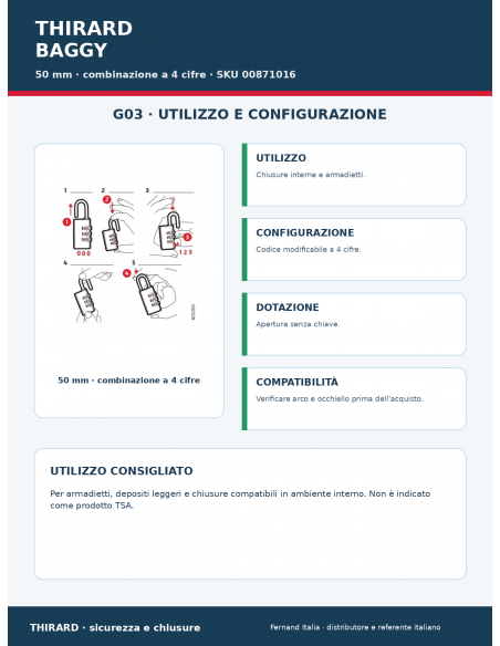Lucchetto BAGGY: utilizzo e configurazione – THIRARD