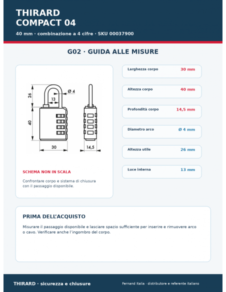Lucchetto COMPACT 04: guida alle misure – THIRARD