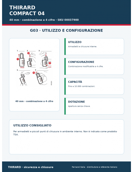 Lucchetto COMPACT 04: utilizzo e configurazione – THIRARD
