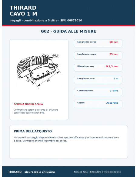 Lucchetto CAVO 1 M: guida alle misure – THIRARD