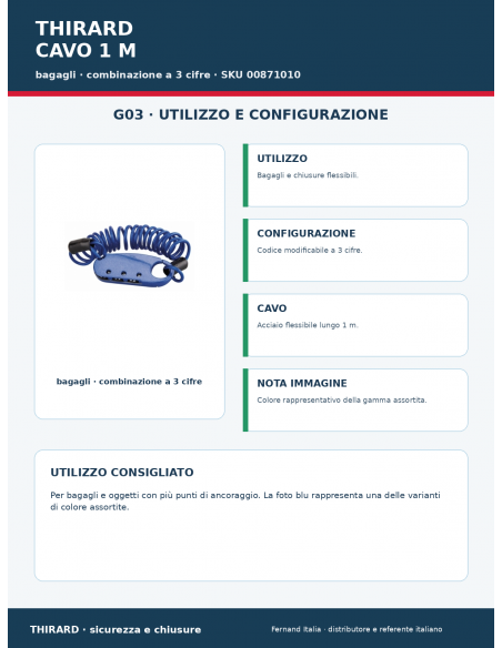 Lucchetto CAVO 1 M: utilizzo e configurazione – THIRARD
