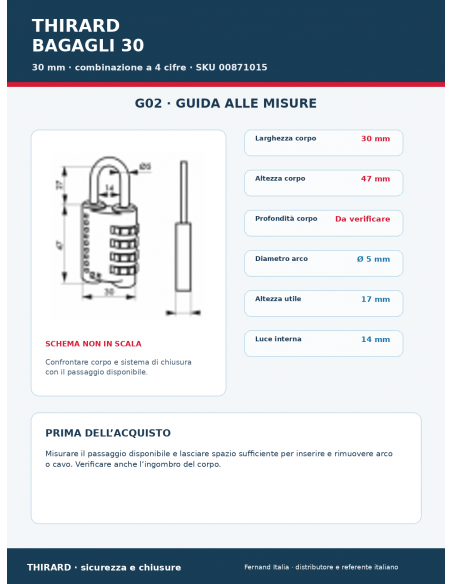 Lucchetto BAGAGLI 30: guida alle misure – THIRARD