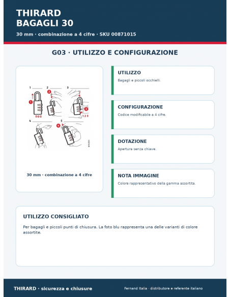 Lucchetto BAGAGLI 30: utilizzo e configurazione – THIRARD