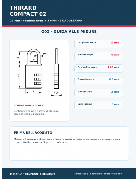 Lucchetto COMPACT 02: guida alle misure – THIRARD