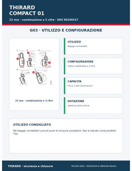 Lucchetto COMPACT 01: utilizzo e configurazione – THIRARD