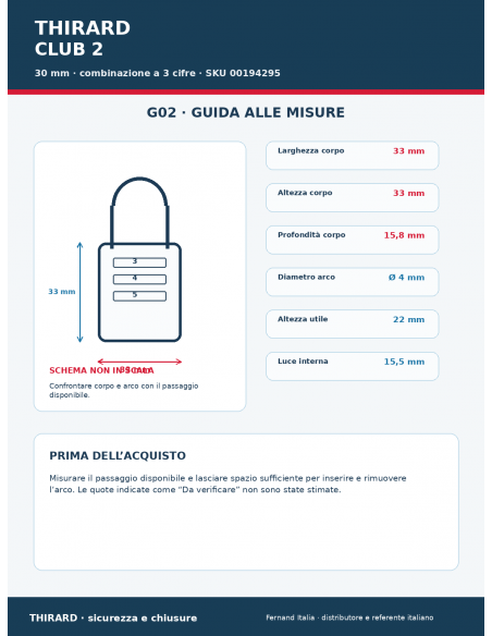 Lucchetto CLUB 2: guida alle misure – THIRARD
