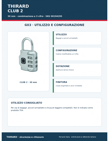 Lucchetto CLUB 2: utilizzo e configurazione – THIRARD