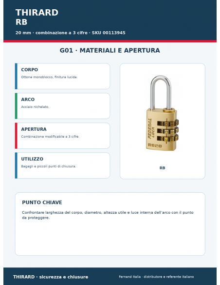 Lucchetto RB: materiali e apertura – THIRARD
