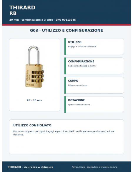 Lucchetto RB: utilizzo e configurazione – THIRARD