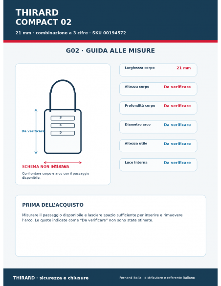 Lucchetto COMPACT 02: guida alle misure – THIRARD
